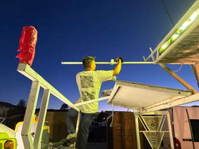 working on the canopy at dusk